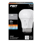 Feit - OM100DM5CCTCA/4 - A21 E26 (Medium) LED Bulb Adjustable White 100 Watt Equivalence 4 Pack