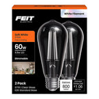 Feit - ST19CL927WFIL/2 - St19 E26 (Medium) Filament LED Bulb Soft White 60 Watt Equivalence 2 Pack