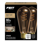 Feit - ST19S2821FILVG2 - St19 E26 (Medium) Filament LED Bulb Amber 60 Watt Equivalence 2 Pack