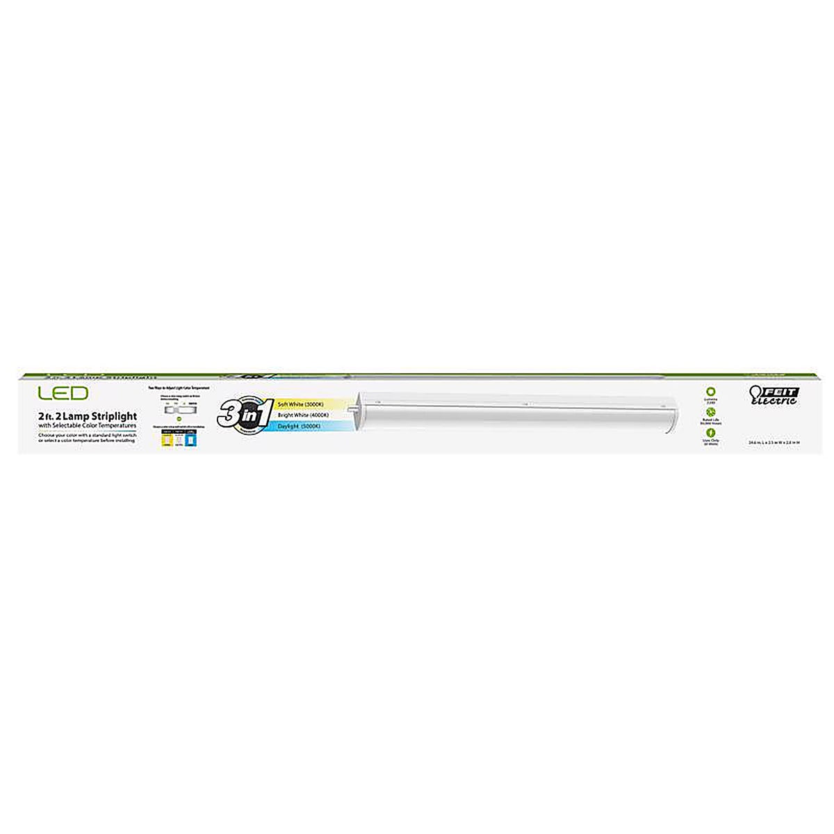 Feit - STRP2X24WYLEDV1 - 24.6 In. L White Hardwired LED Strip Light 2200 LM