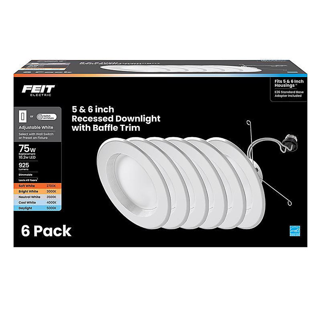 Feit - LEDR56B6WY/MP/6 - White 5/6 In. W LED Recessed Downlight 75 W