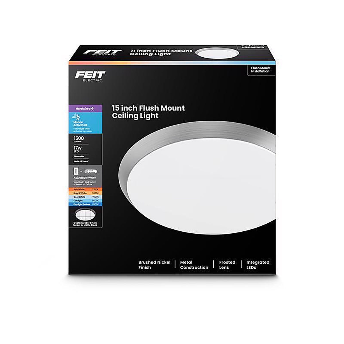Feit - FM15LP6WY/MMBK - 10.5 In. H X 15 In. W X 15 In. L Matte Black Ceiling Fixture