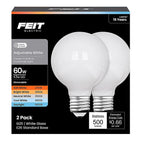 Feit - G2560W5CCTFIL/2 - G25 E26 (Medium) LED Bulb Adjustable White 60 Watt Equivalence 1 Pack