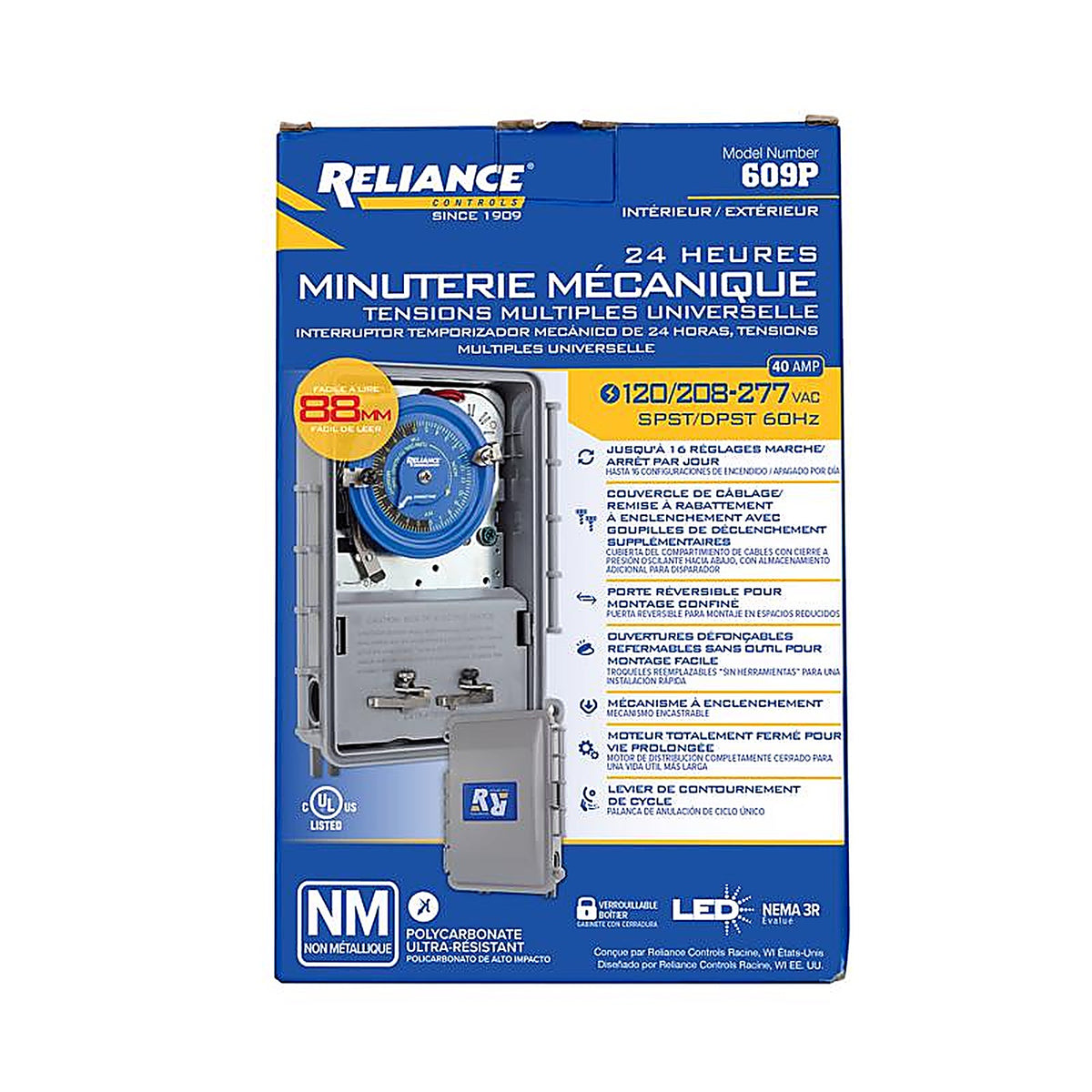 Reliance - 609P - Controls Indoor and Outdoor 24 Hour Mechanical Timer 120 V Gray