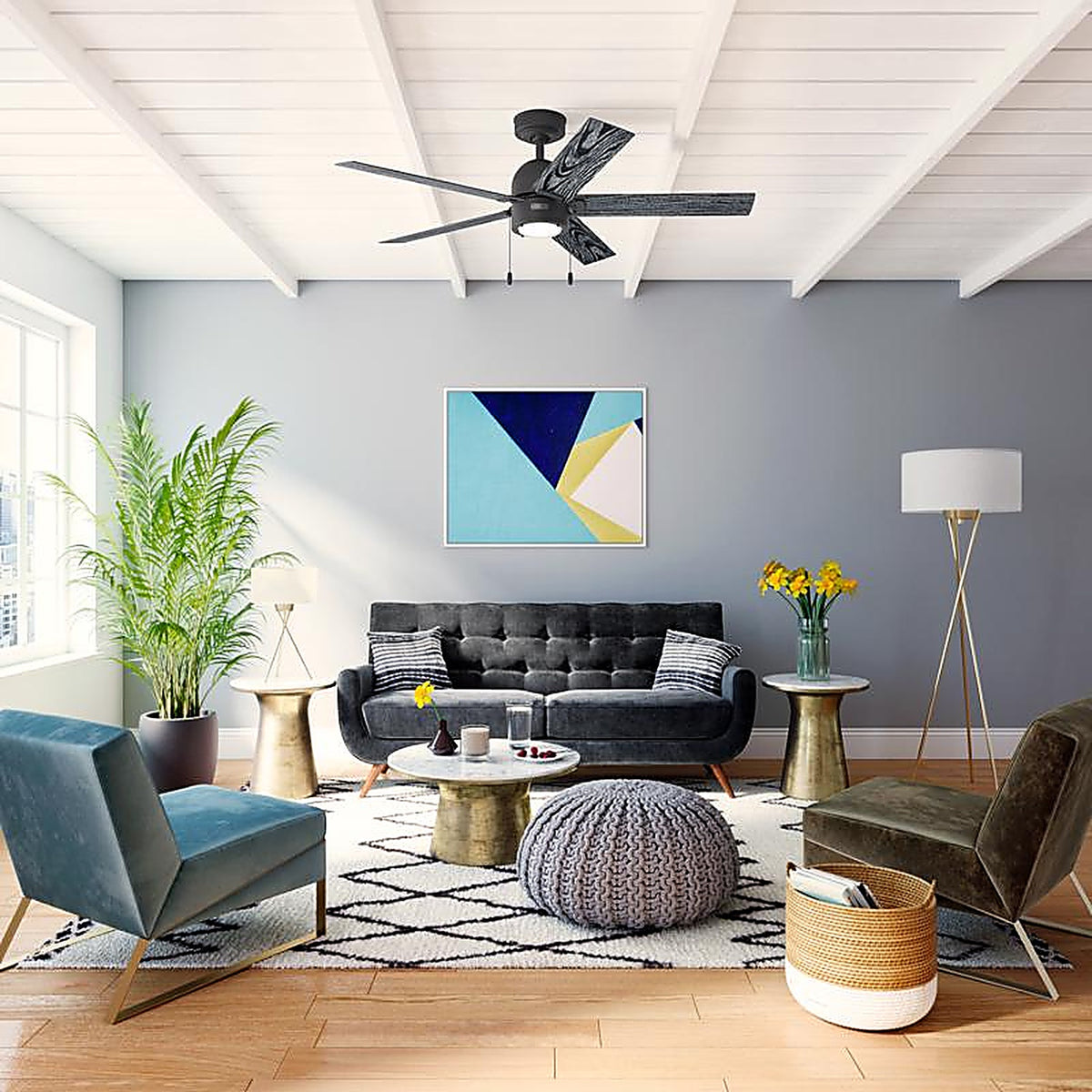 Hunter - 51760 - 52 In. Matte Black LED Indoor Ceiling Fan