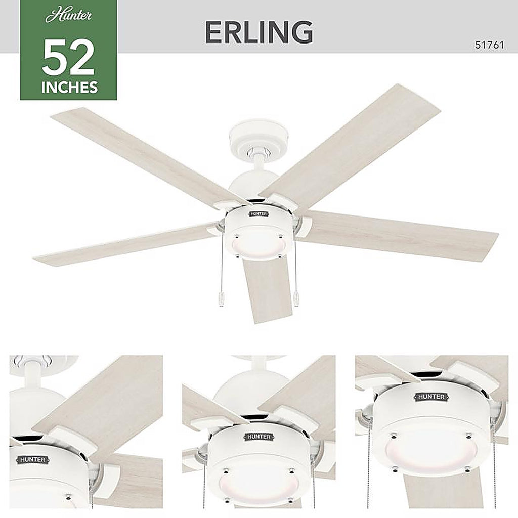 Hunter - 51761 - 52 In. Matte White LED Indoor Ceiling Fan
