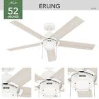 Hunter - 51761 - 52 In. Matte White LED Indoor Ceiling Fan