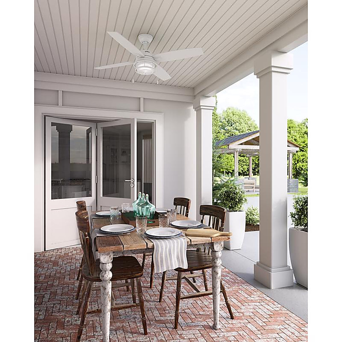 Hunter - 59240 - Fan Ocala 52 In. Bronze White LED Indoor and Outdoor Ceiling Fan