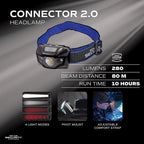 Police Security - 98969 - Connector 2.0 280 LM Black LED Head Lamp Aaa Battery