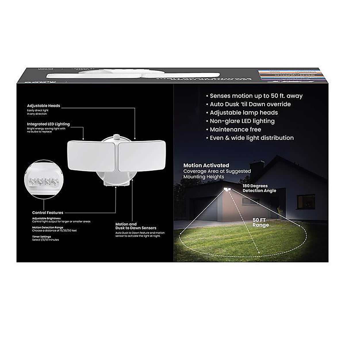 Feit - S9DFL5CCT/MM/WH - Motion-Sensing Hardwired LED White Security Floodlight