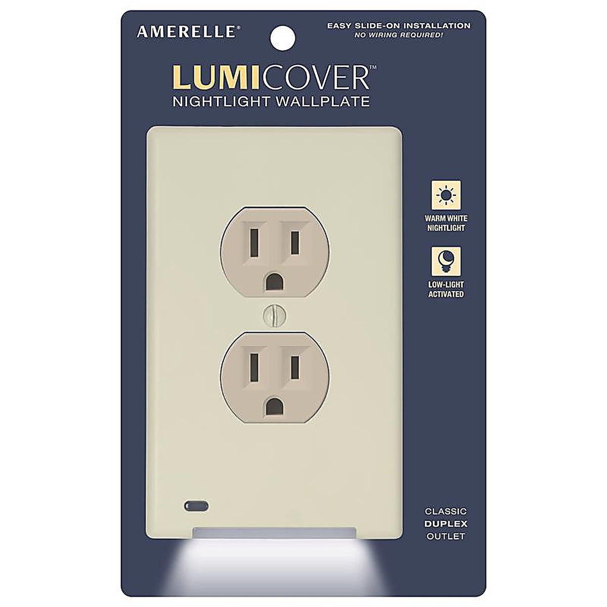 LumiCover - LCF-CDO-AL - Amerelle Almond 1 Gang Plastic Decorator/Duplex Nightlight Wall Plate 1 Pack