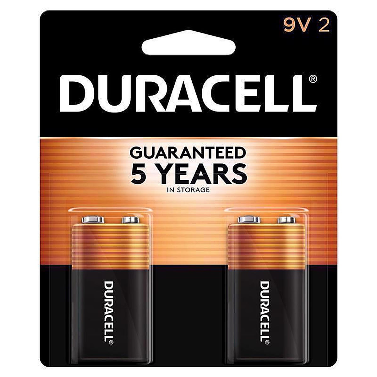 Duracell MN1604B2Z Coppertop 9-Volt Alkaline Batteries 2 pk Carded