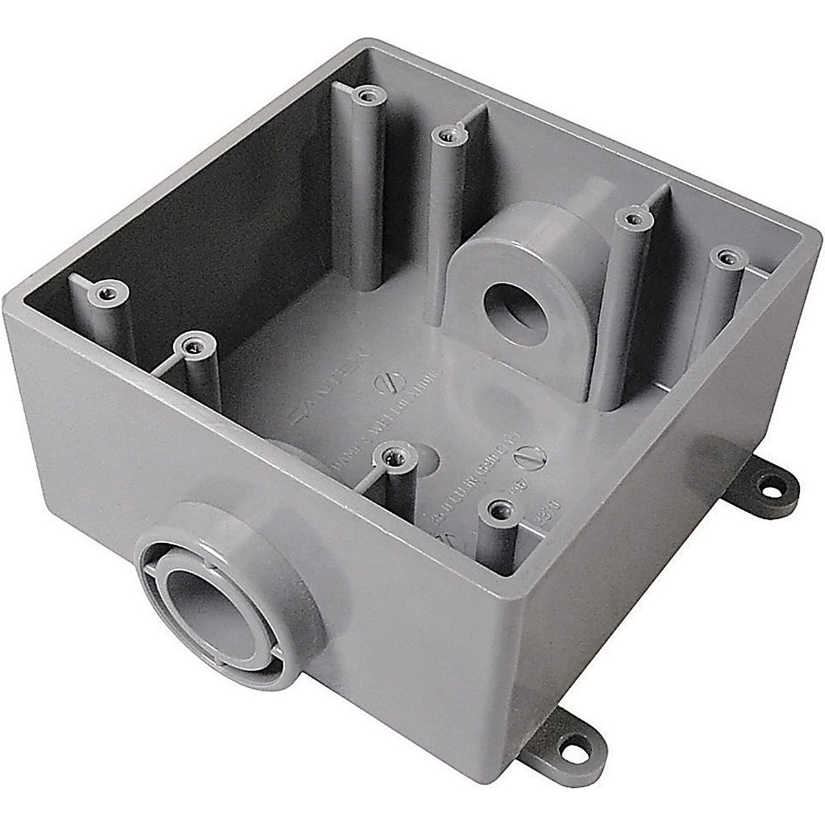 Cantex 5133370U 2-1/2 in. Square PVC 2 gang Outlet Box Gray