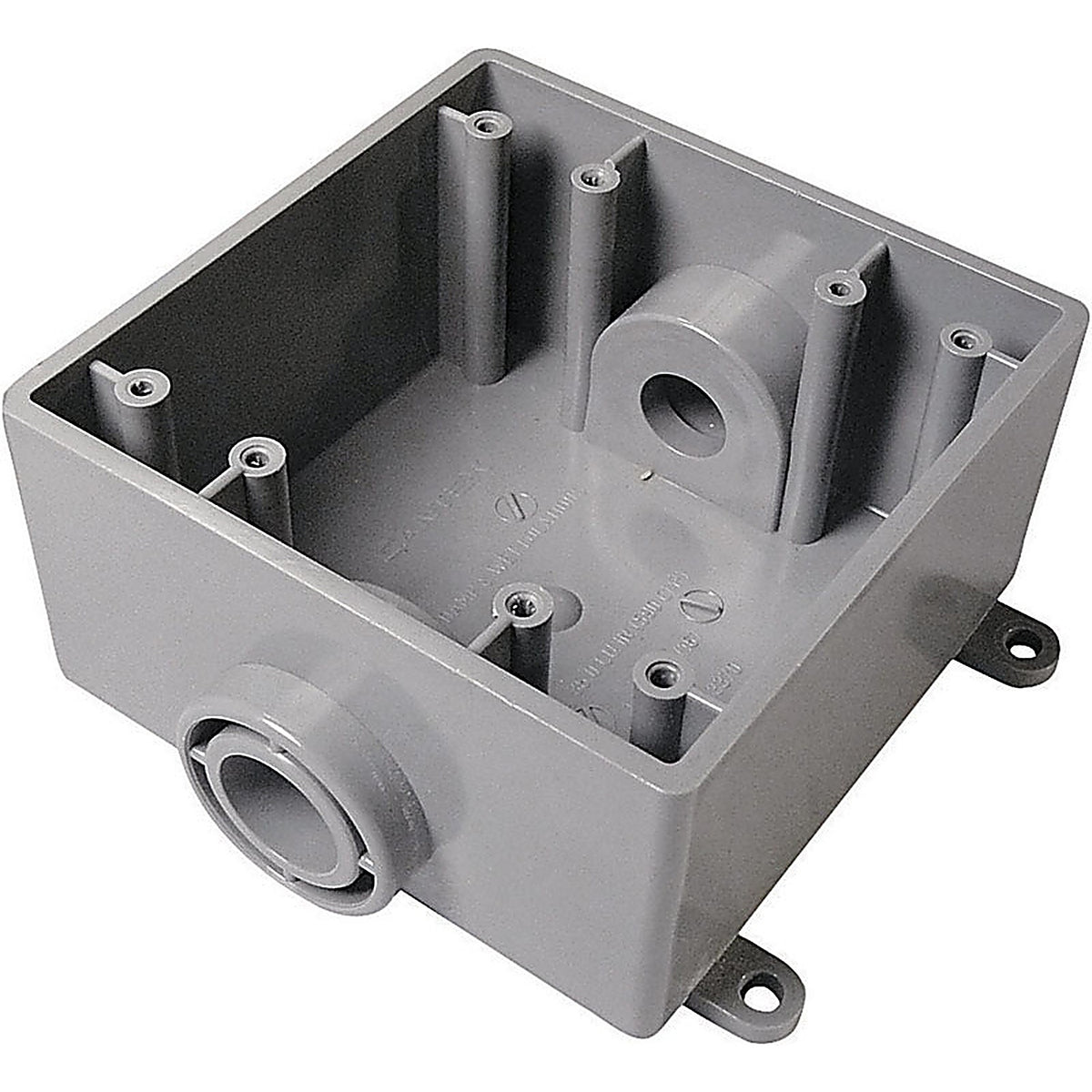 Cantex 5133371U 2-1/2 in. Square PVC 2 gang Outlet Box Gray