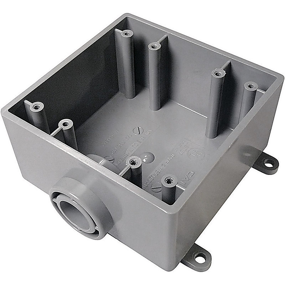 Cantex 5133380U 6 in. Square PVC 2 gang Outlet Box Gray