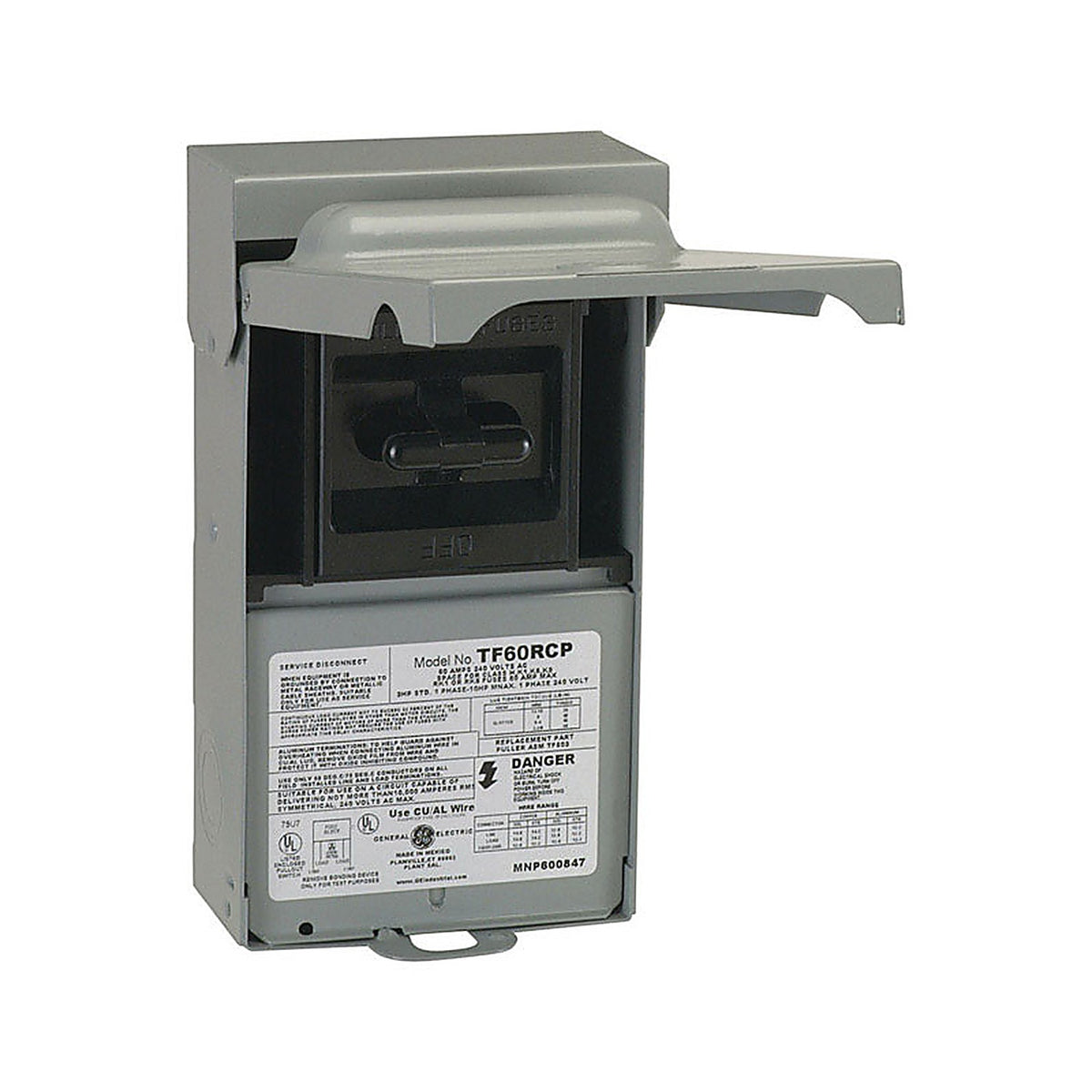 GE TF60RCP 60 amps Fusible 2-Pole AC Disconnect