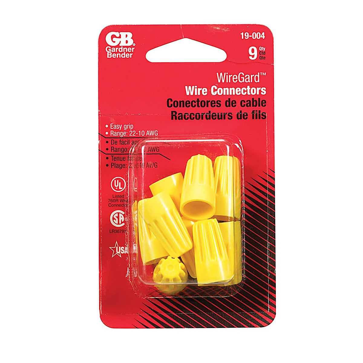 Gardner Bender 19-004 WingGard 18-10 Ga. Copper Wire Wire Connector Yellow 9/Pack