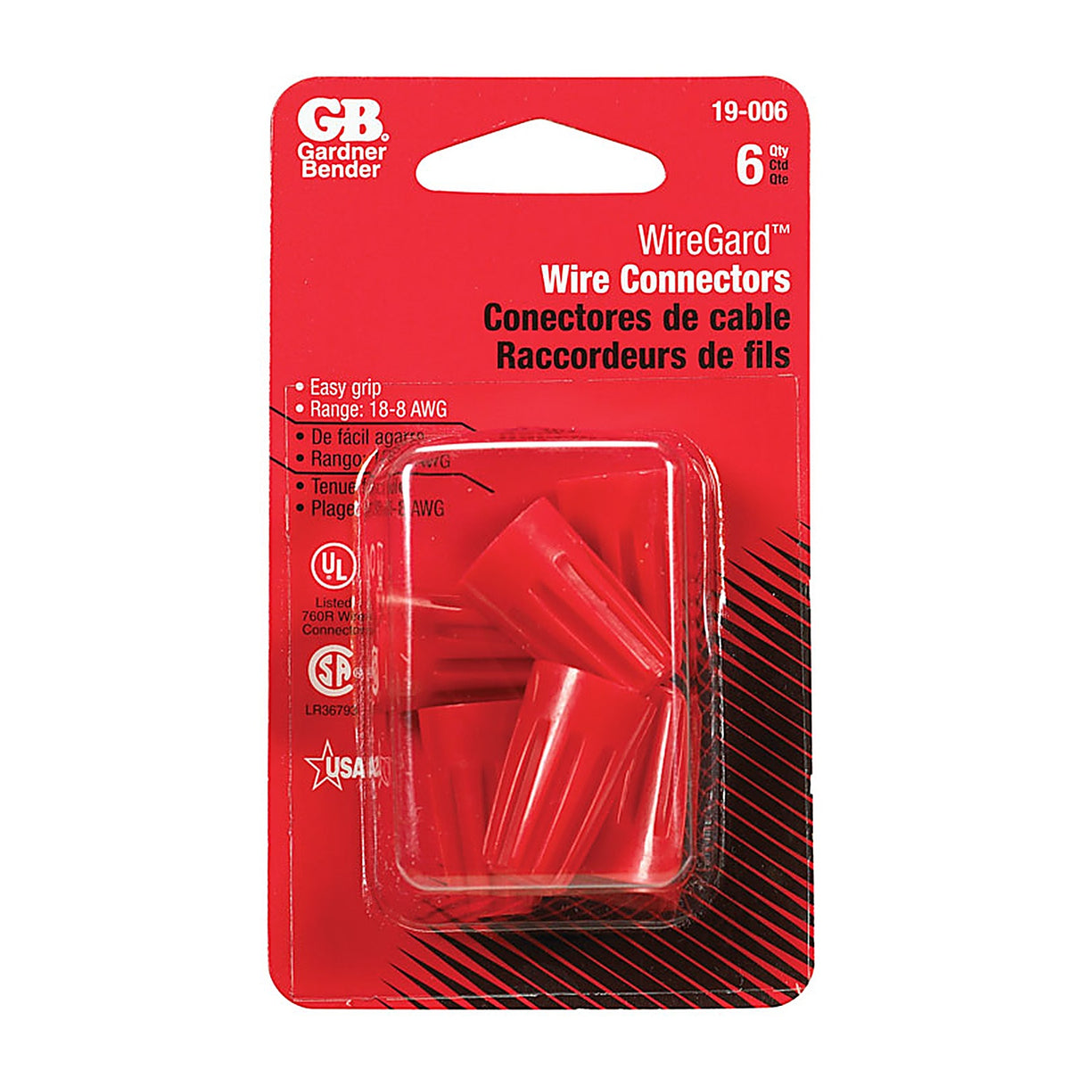 Gardner Bender 19-006 WingGard 18-10 Ga. Copper Wire Wire Connector Red 6/Pack