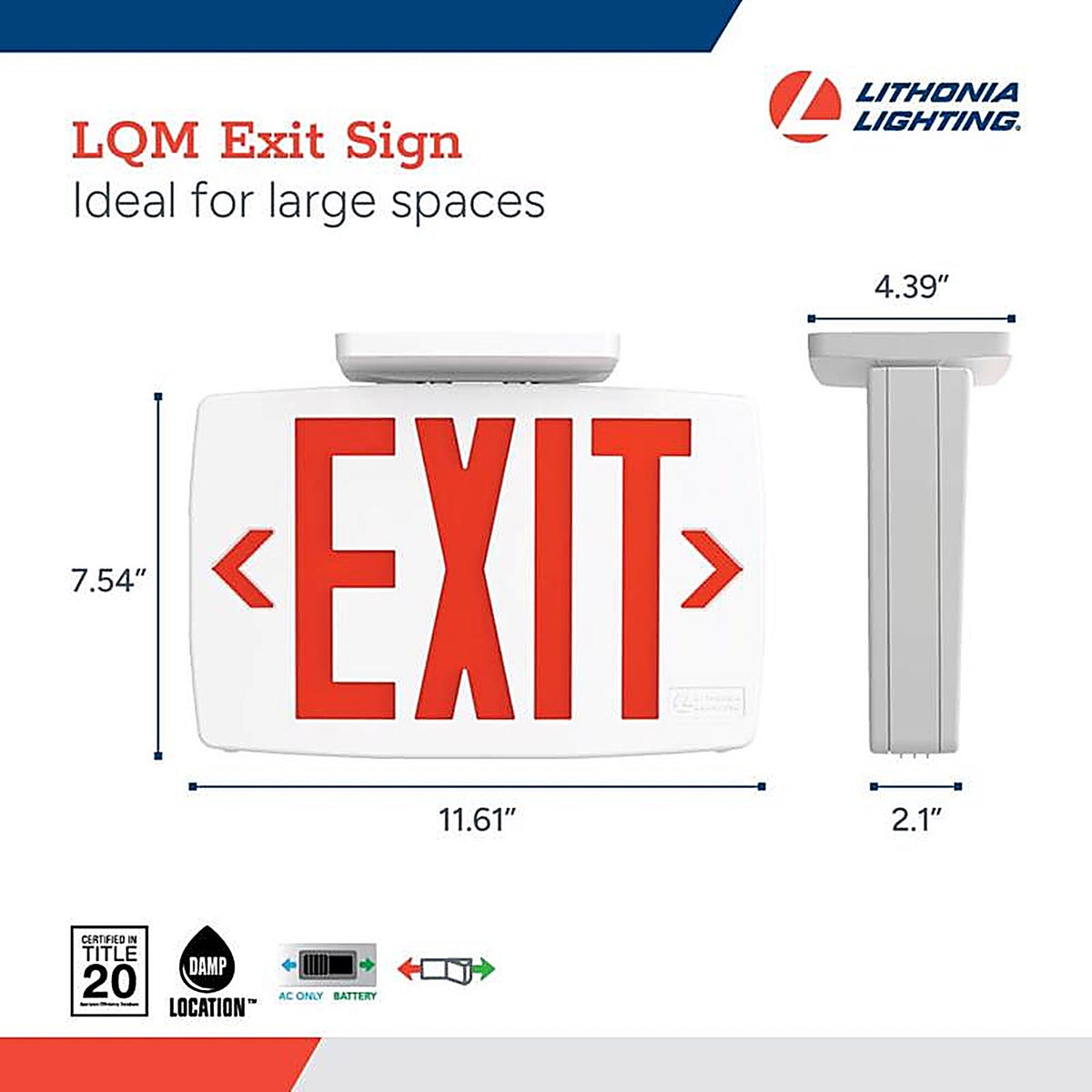 Lithonia Lighting - 2889RX - Lqm Switch Hardwired LED White Exit Sign