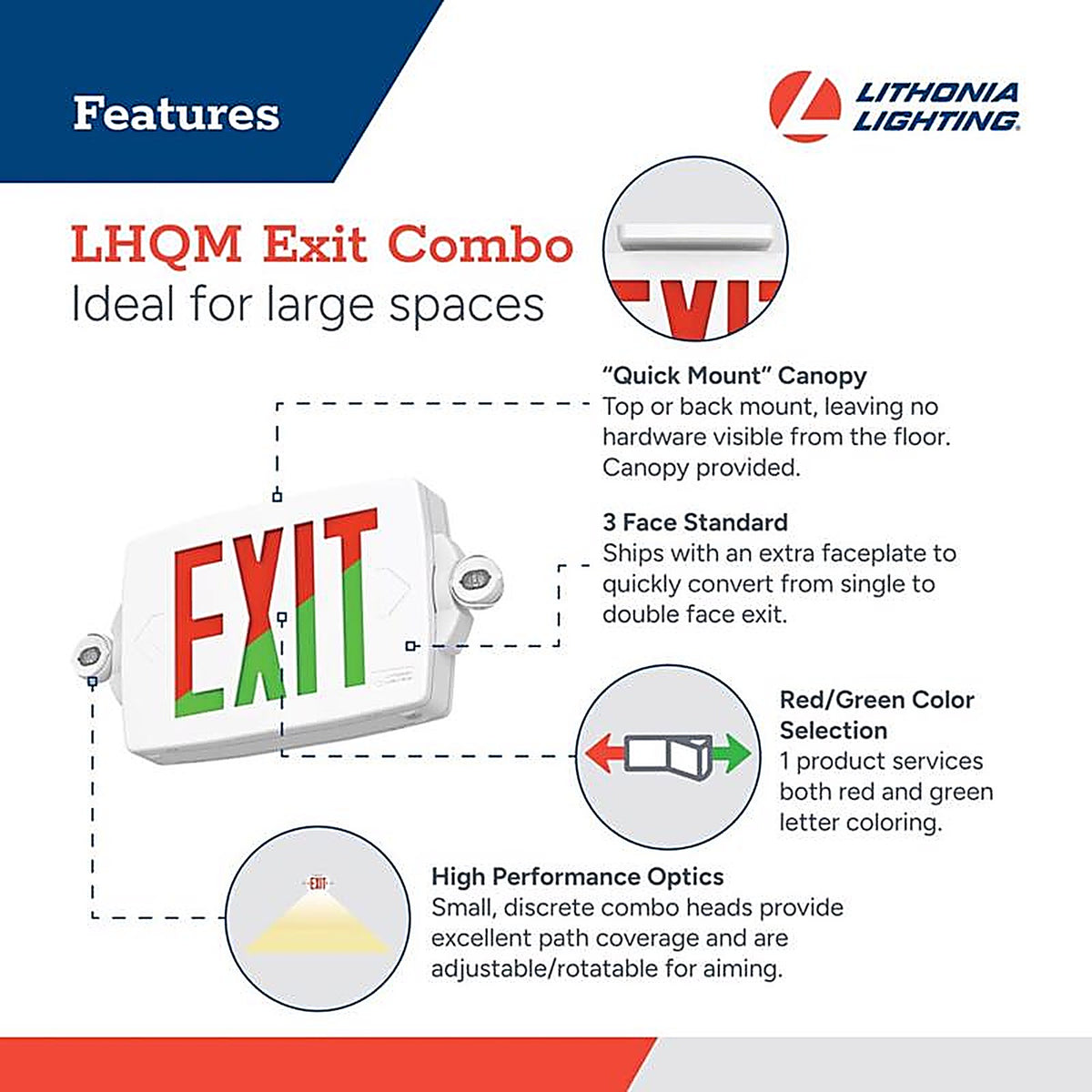 Lithonia Lighting - 288AS9 - Lhqm Switch Hardwired LED White Exit Sign and Emergency Light