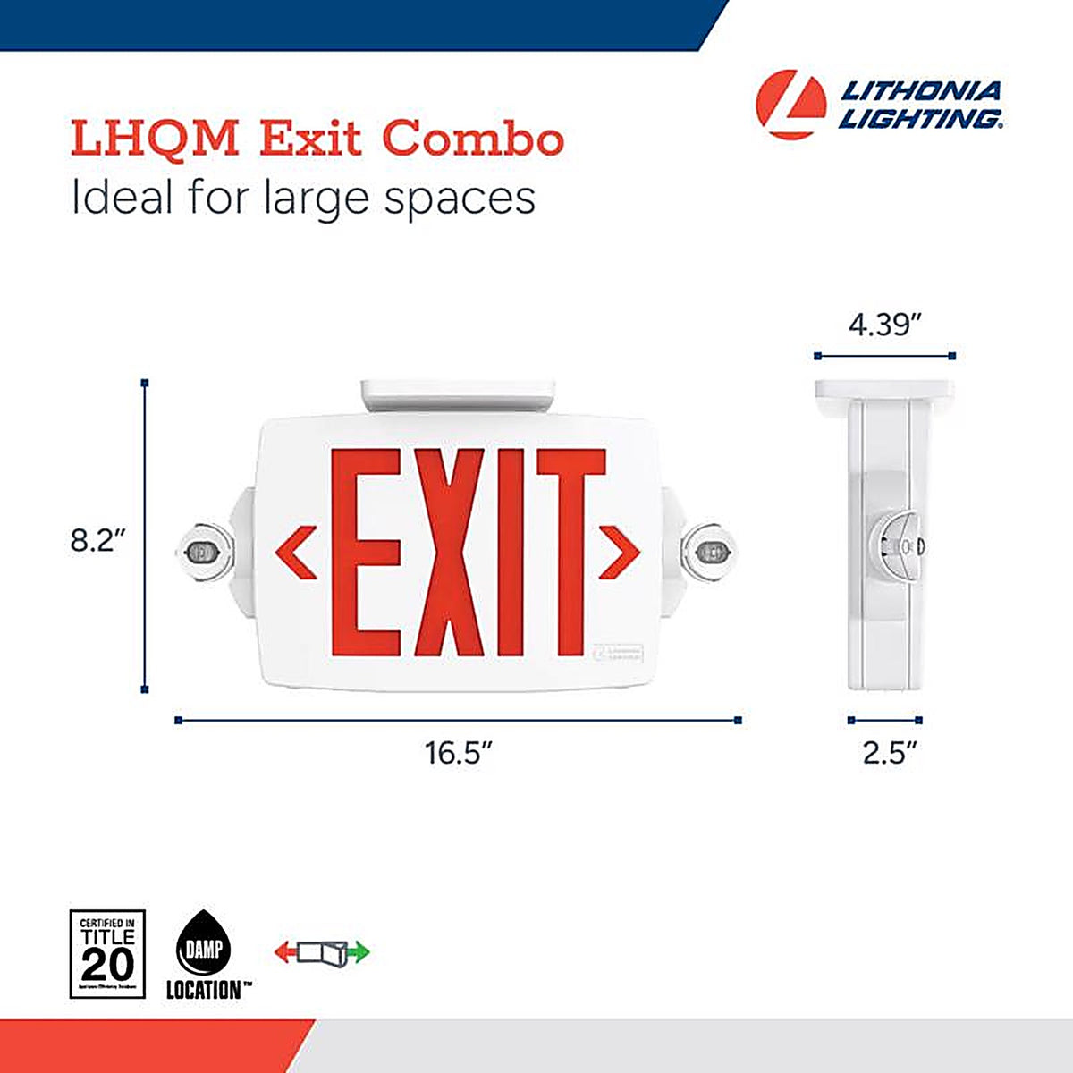 Lithonia Lighting - 288AS9 - Lhqm Switch Hardwired LED White Exit Sign and Emergency Light