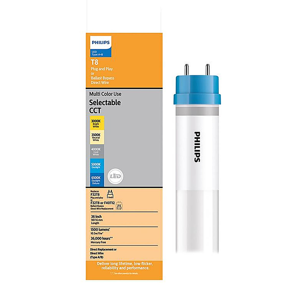 Philips - 591537 - LED Multi-Cct 36 In. G13 T8 Linear 25 Watt Equivalence 1 Pack