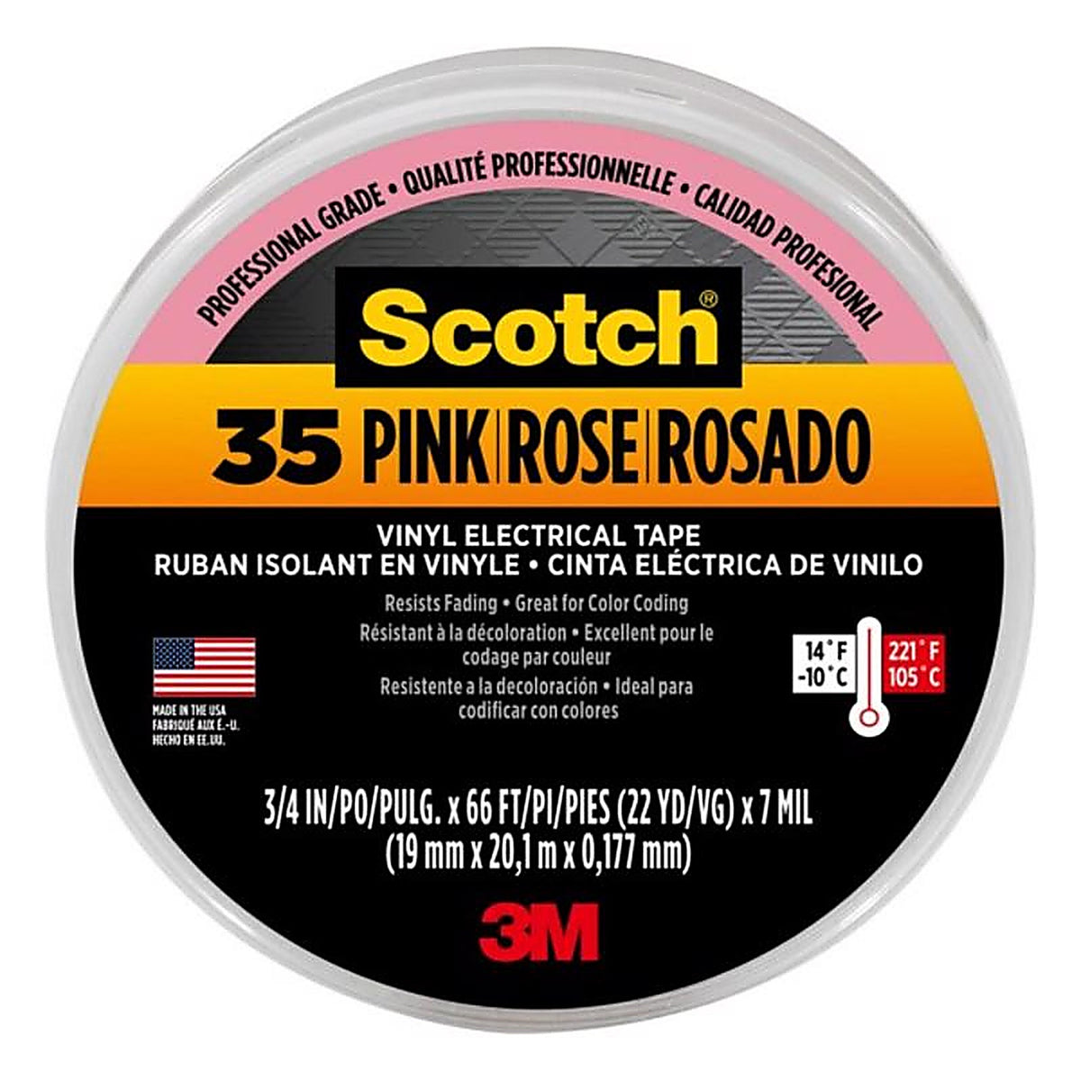 Scotch - 10886-DL-5 - Pink Vinyl Electrical Tape