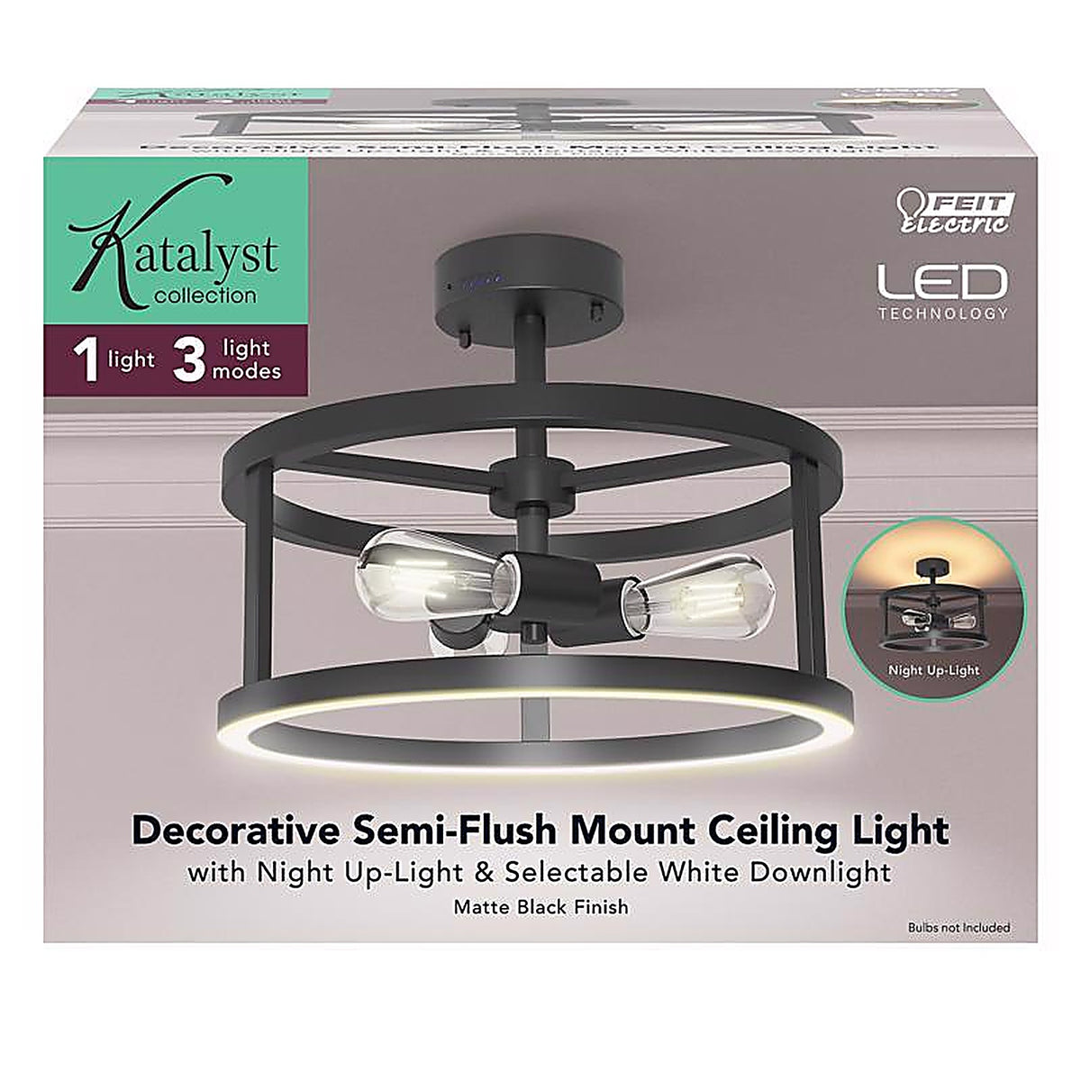 Feit - FM15/6WY/NLBLK - 54 In. H X 15 In. W X 15 In. L Matte Black LED Ceiling Light Fixture