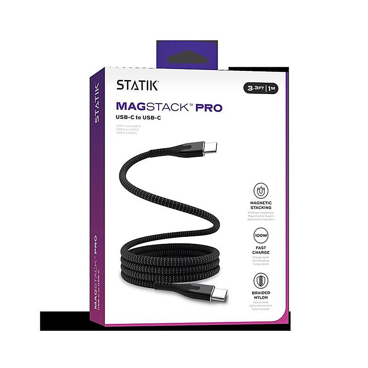 Statik - PUP-0550-3FT-CC - Magstack Type C to Type C Cable 3.3 Ft. Black