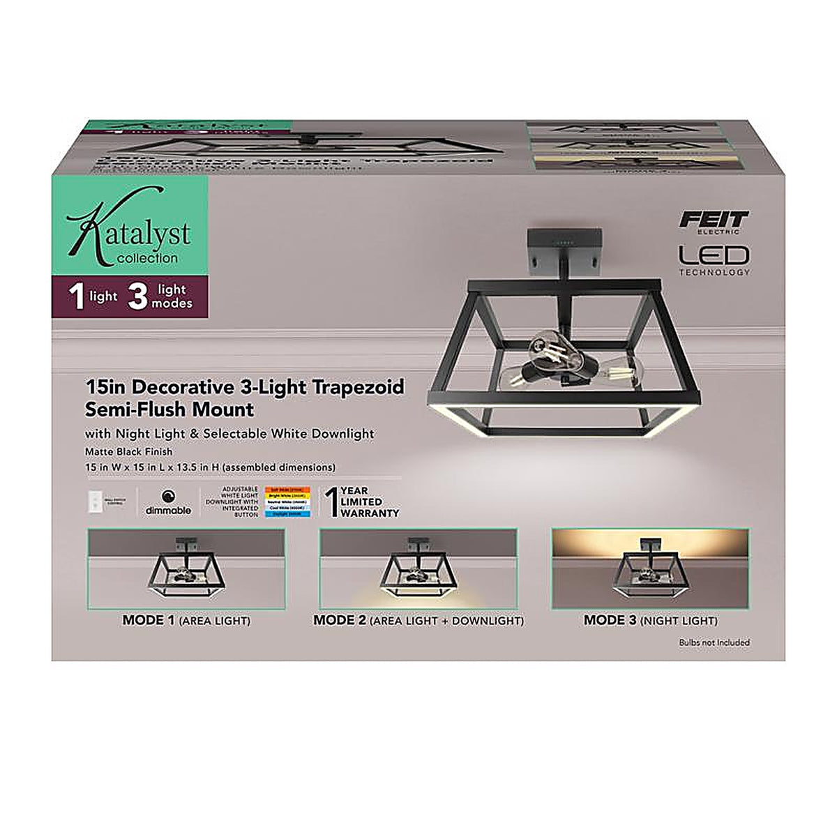Feit - FM153T5CCTNLBK - 13.6 In. H X 15 In. W X 15 In. L Matte Black Black Ceiling Fixture