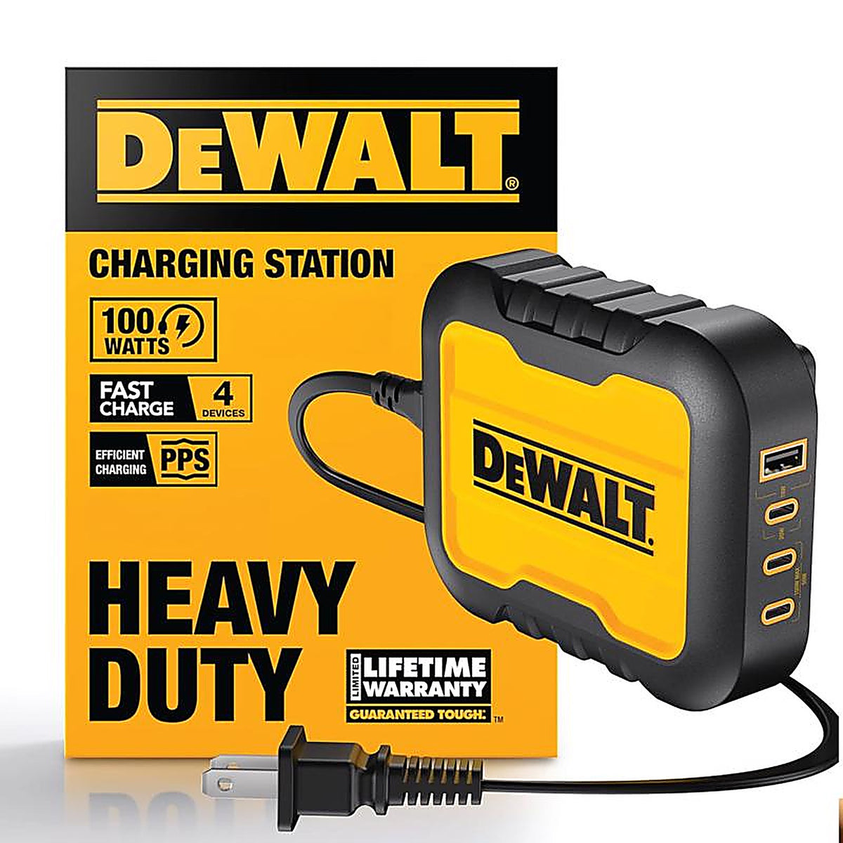 DeWalt - 131 1328 DW2 - Black/Yellow Charging Station USB to AC Home Adapter for All Smartphones
