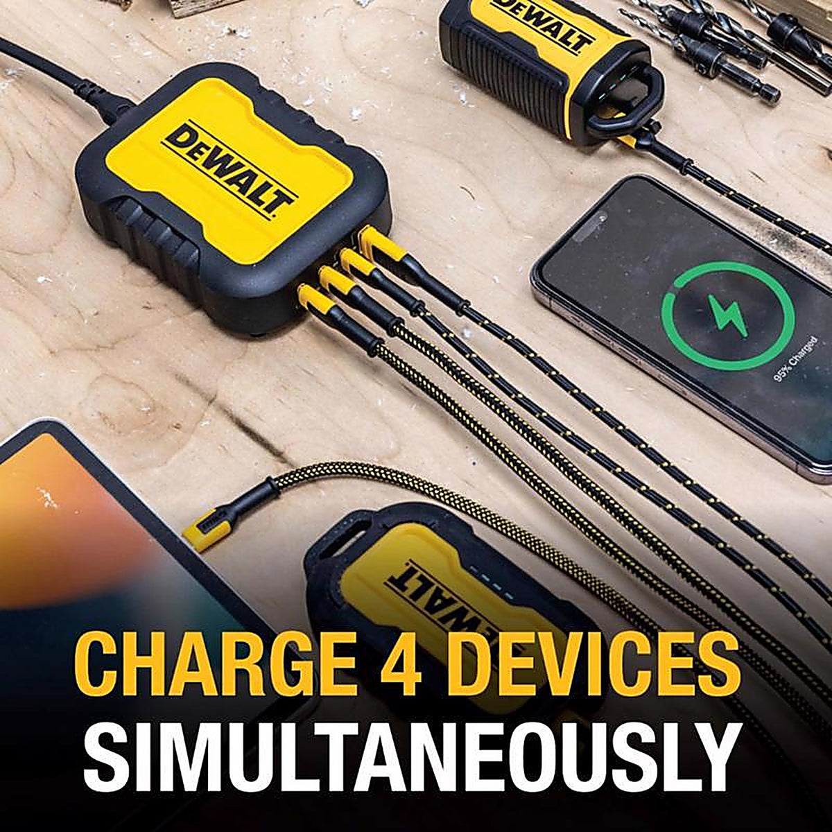 DeWalt - 131 1328 DW2 - Black/Yellow Charging Station USB to AC Home Adapter for All Smartphones