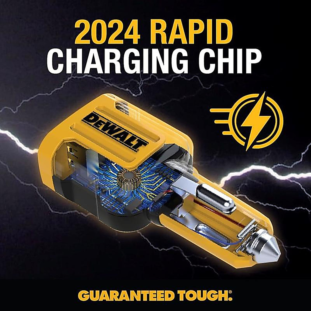 DeWalt - 141 0479 DW2 - Black/Yellow Car Charger 2 Port USB Car Charger for All Mobile Devices