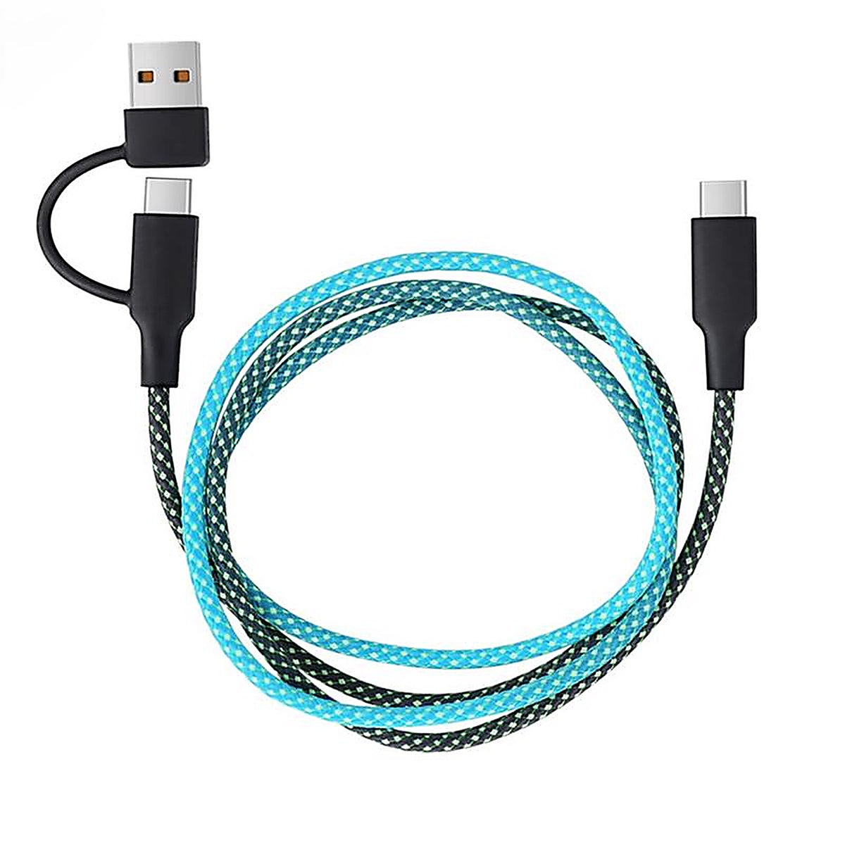 Fusebox - 131 0009 FB2 - Multicolored Braided Cable USB-C Cable for Any USB-Powered Device 3 Ft. L
