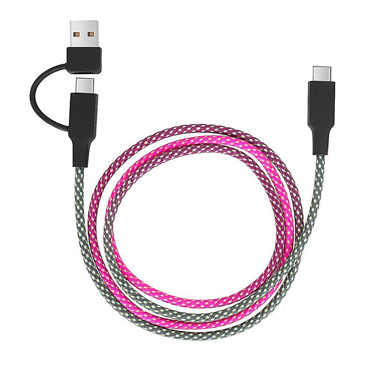 Fusebox - 131 0009 FB2 - Multicolored Braided Cable USB-C Cable for Any USB-Powered Device 3 Ft. L