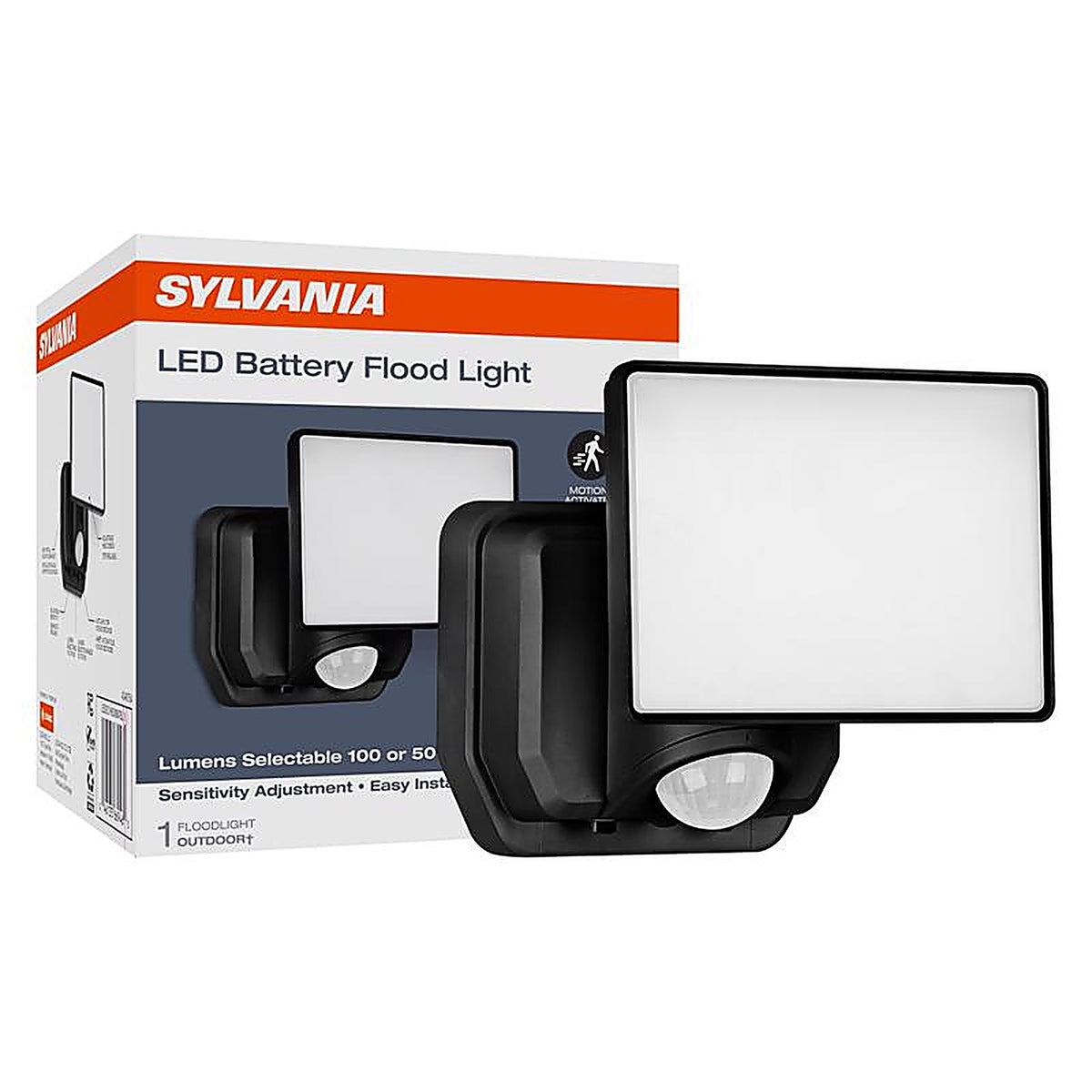 Sylvania - 66946 - Motion-Sensing Battery Powered LED Black Security Floodlight