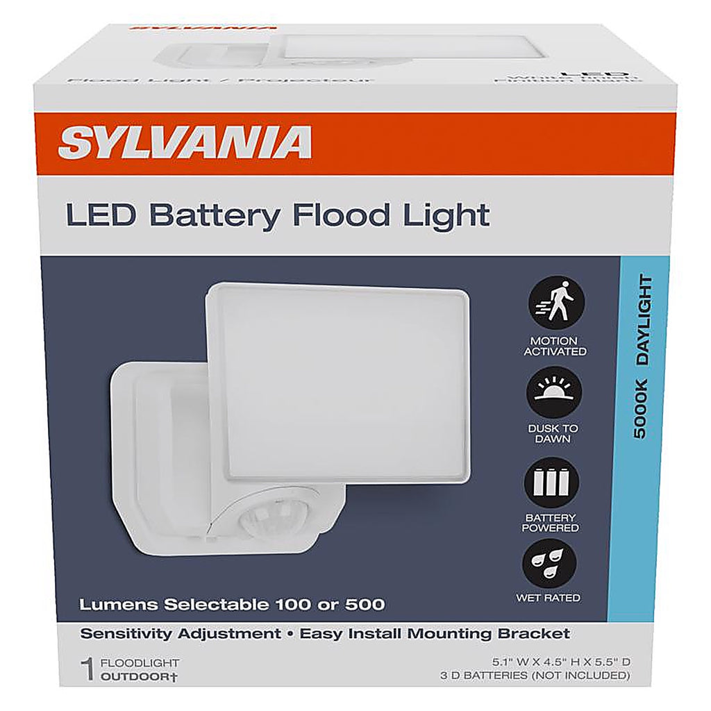 Sylvania - 66947 - Motion-Sensing Battery Powered LED White Security Floodlight