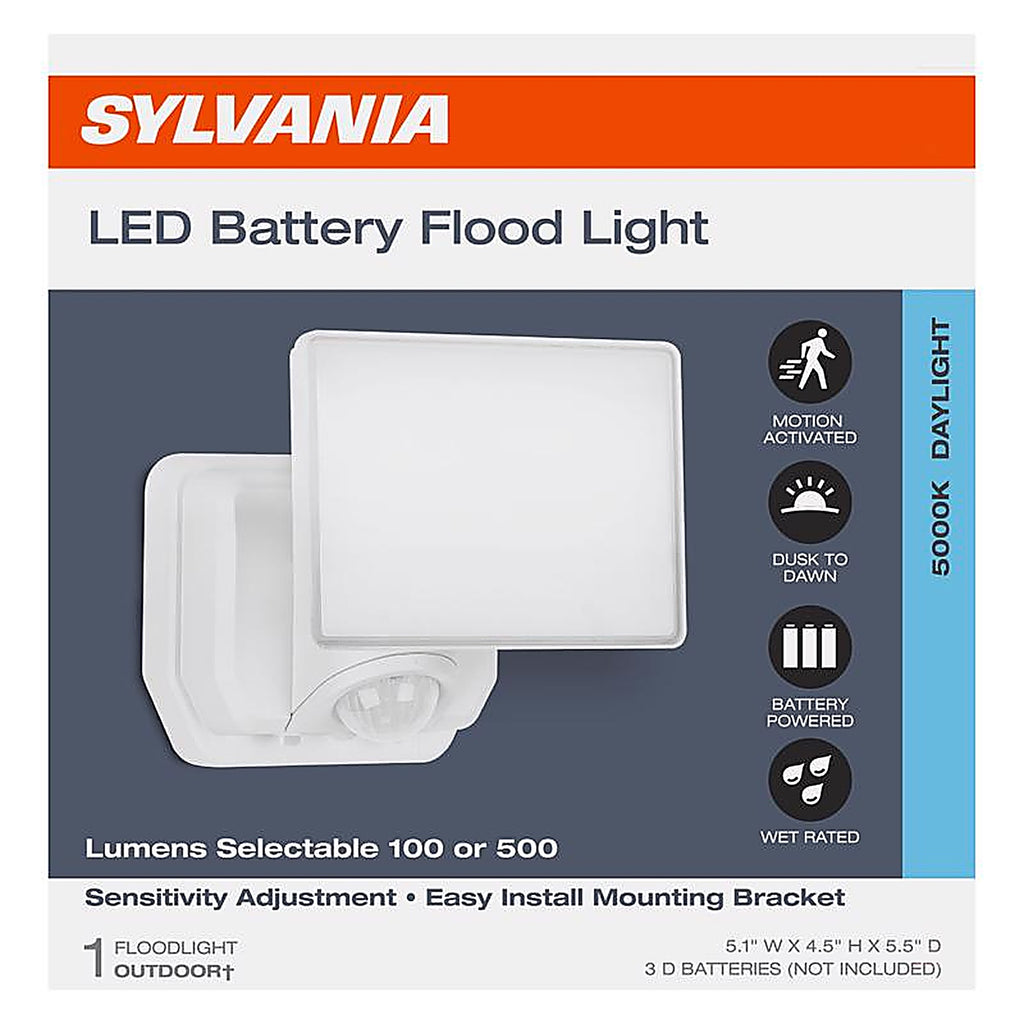Sylvania - 66947 - Motion-Sensing Battery Powered LED White Security Floodlight