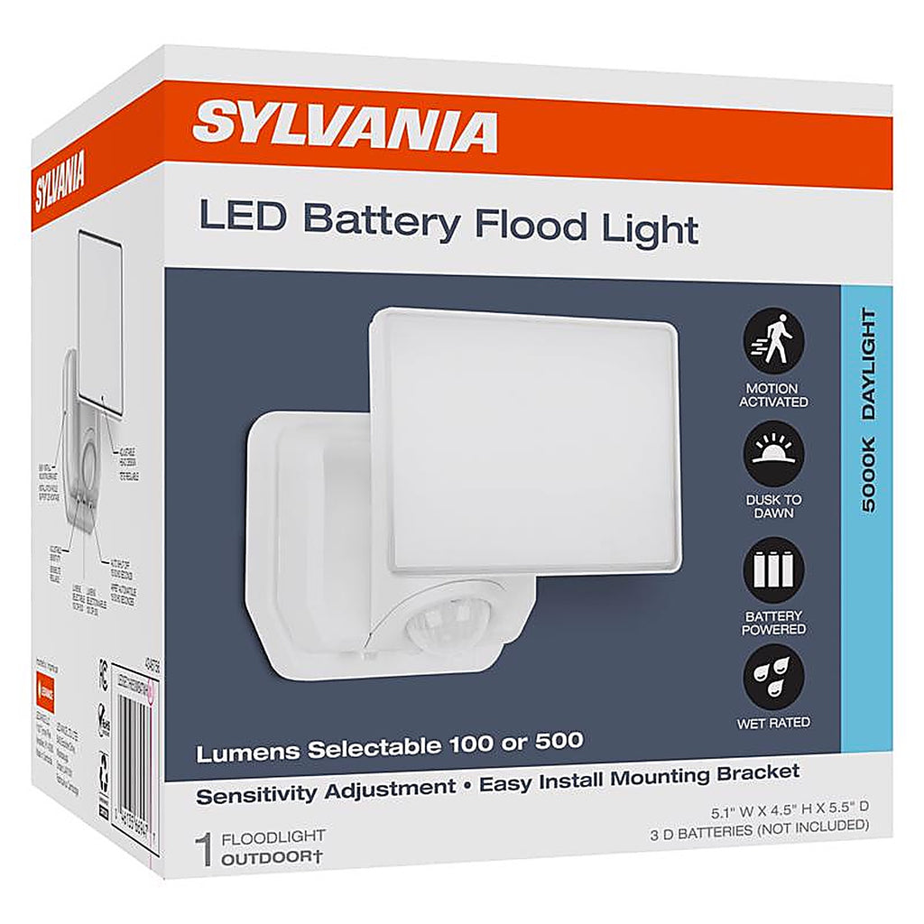 Sylvania - 66947 - Motion-Sensing Battery Powered LED White Security Floodlight