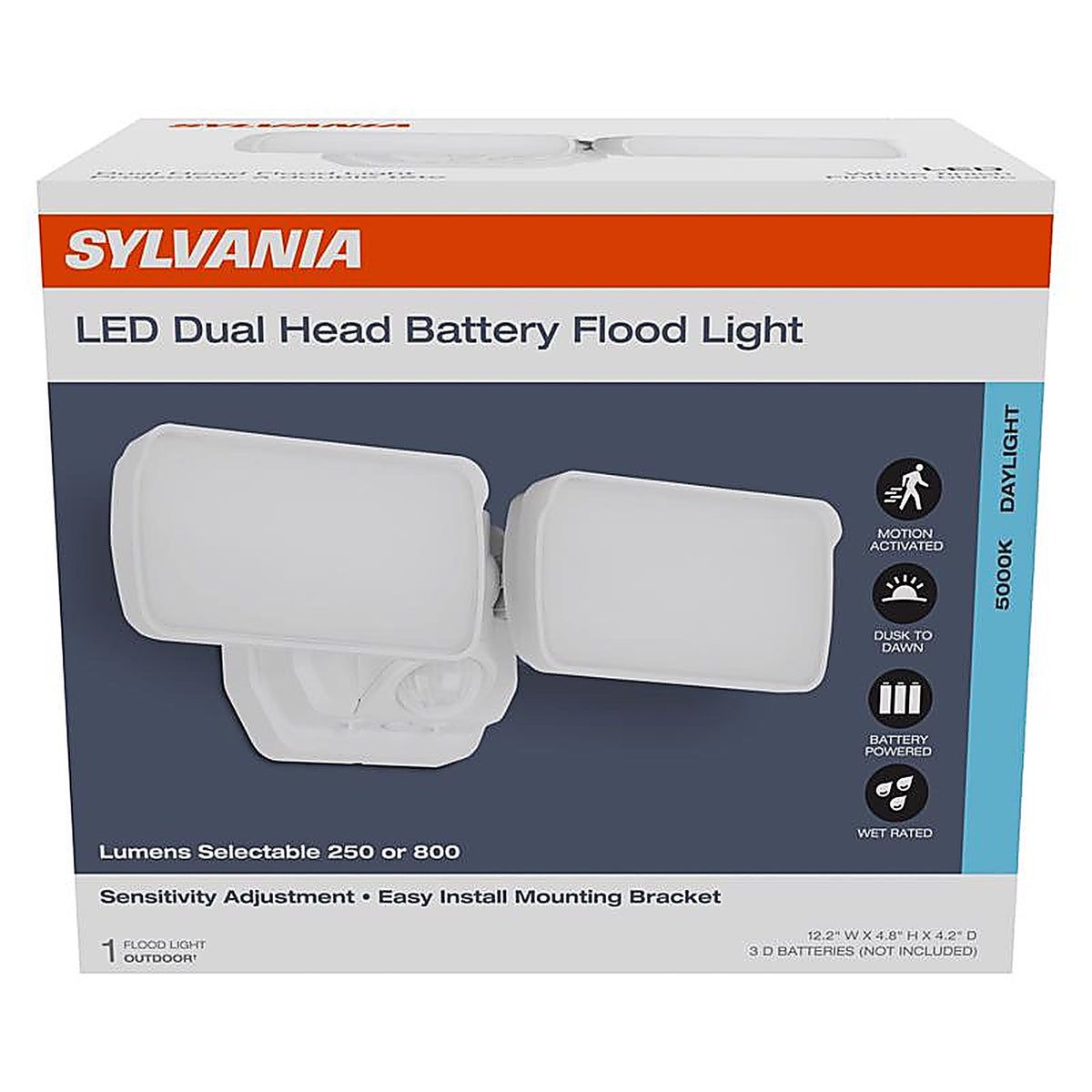 Sylvania - 66949 - Motion-Sensing Battery Powered LED White Security Floodlight