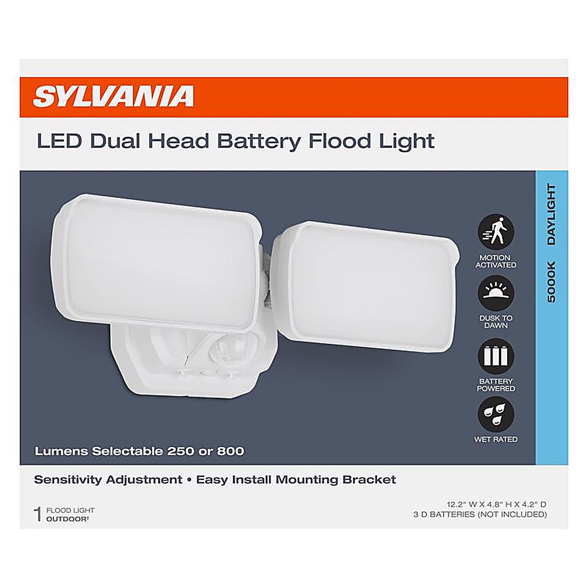 Sylvania - 66949 - Motion-Sensing Battery Powered LED White Security Floodlight