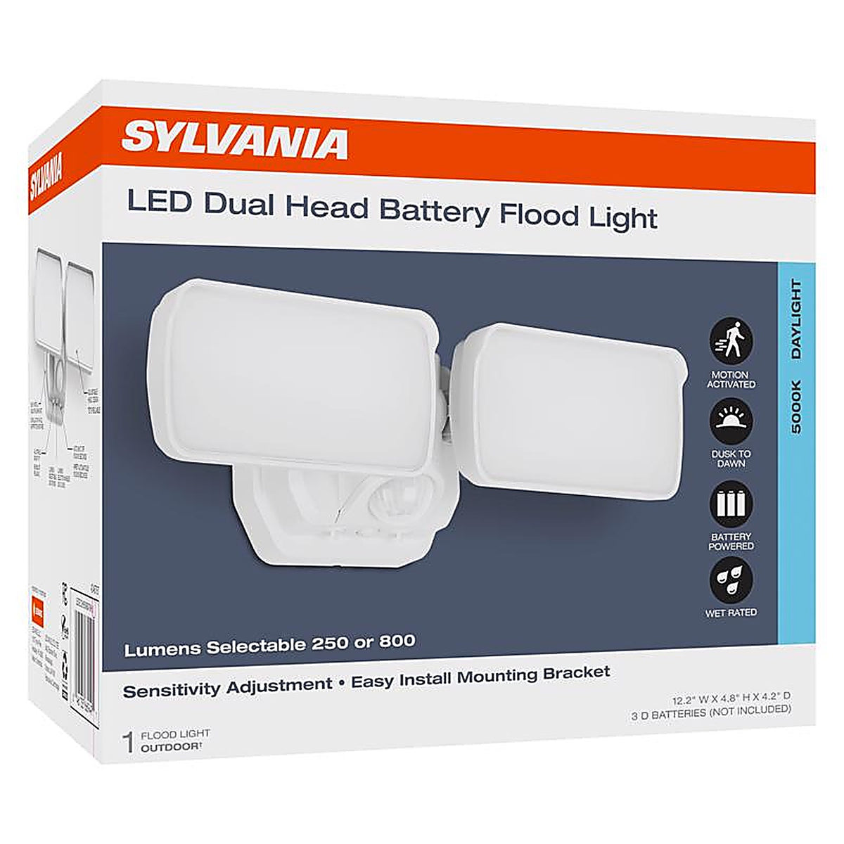 Sylvania - 66949 - Motion-Sensing Battery Powered LED White Security Floodlight