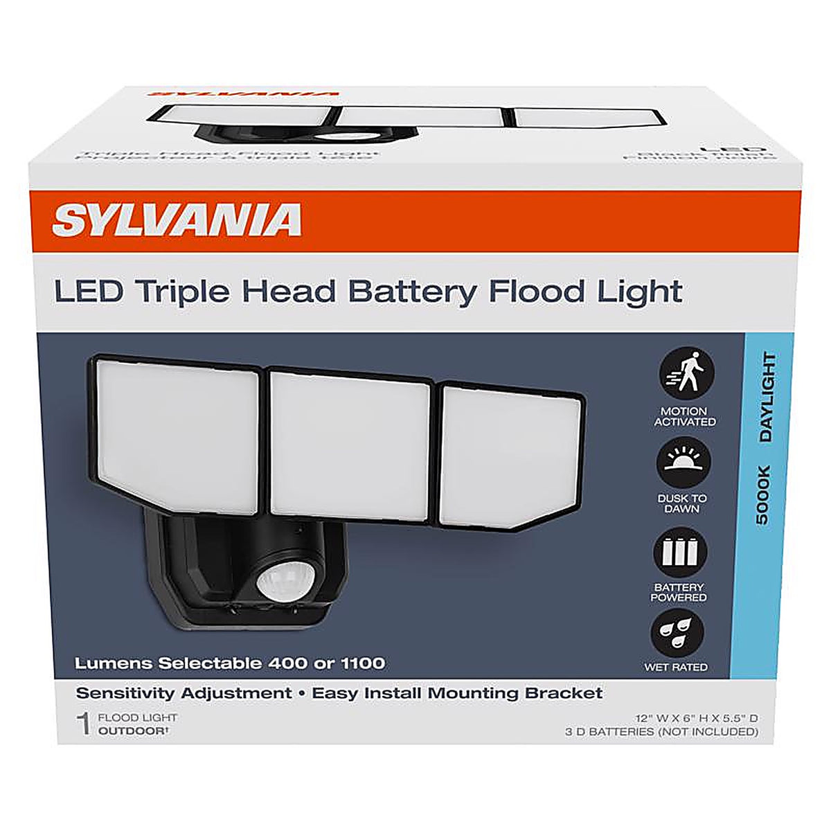 Sylvania - 66950 - Motion-Sensing Battery Powered LED Black Security Light