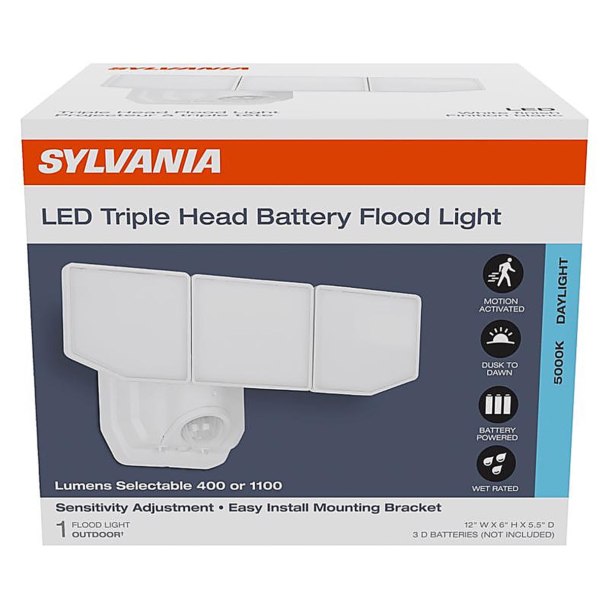 Sylvania - 66951 - Motion-Sensing Battery Powered LED White Security Light