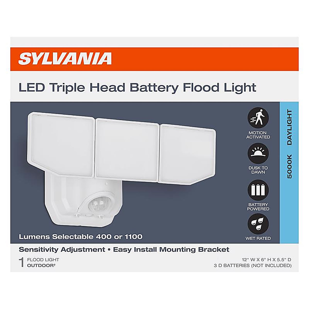 Sylvania - 66951 - Motion-Sensing Battery Powered LED White Security Light