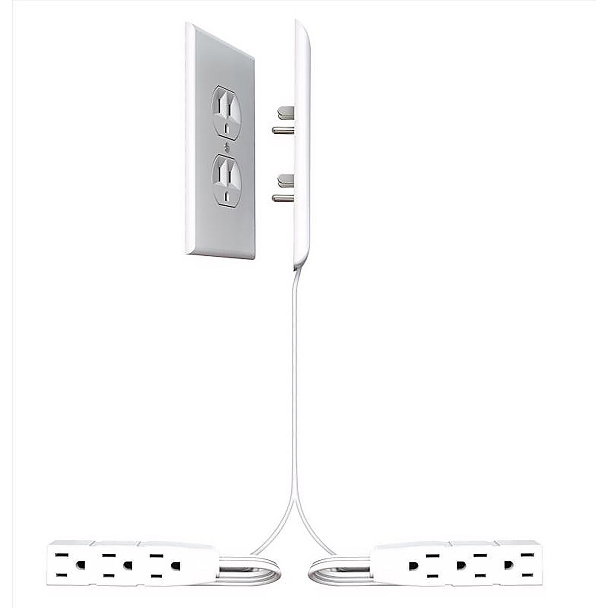 Sleek Socket - 8-2XDOWN-OVSZ - 8 Ft. L 6 Outlets Power Strip White