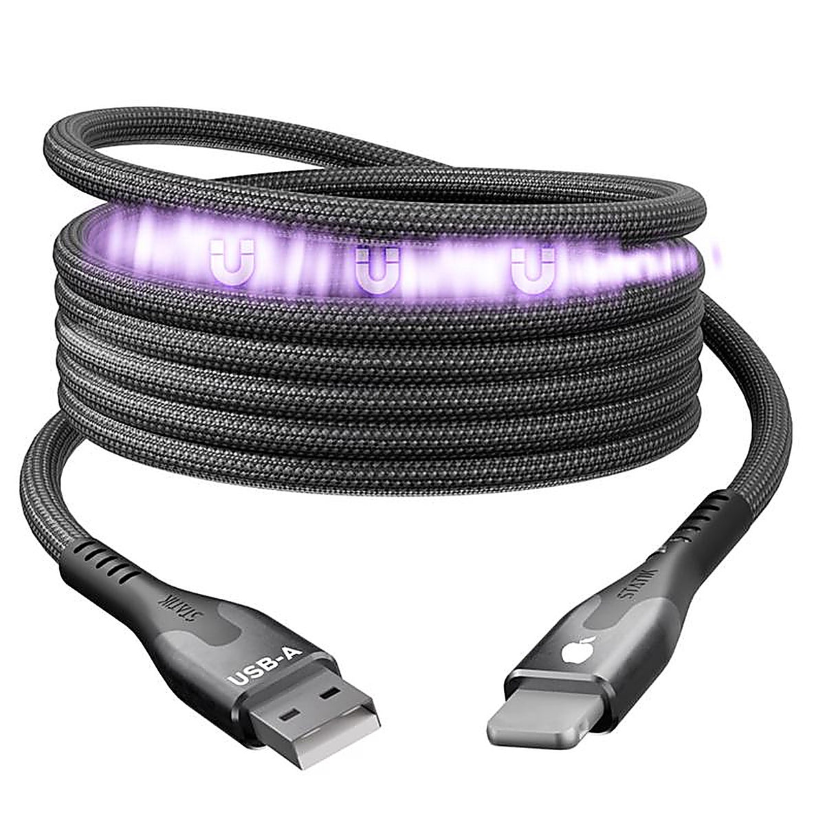 Statik - PUP-0475-3FT-AL - Magstack Lightning to USB-A Cable 3.3 Ft. Black
