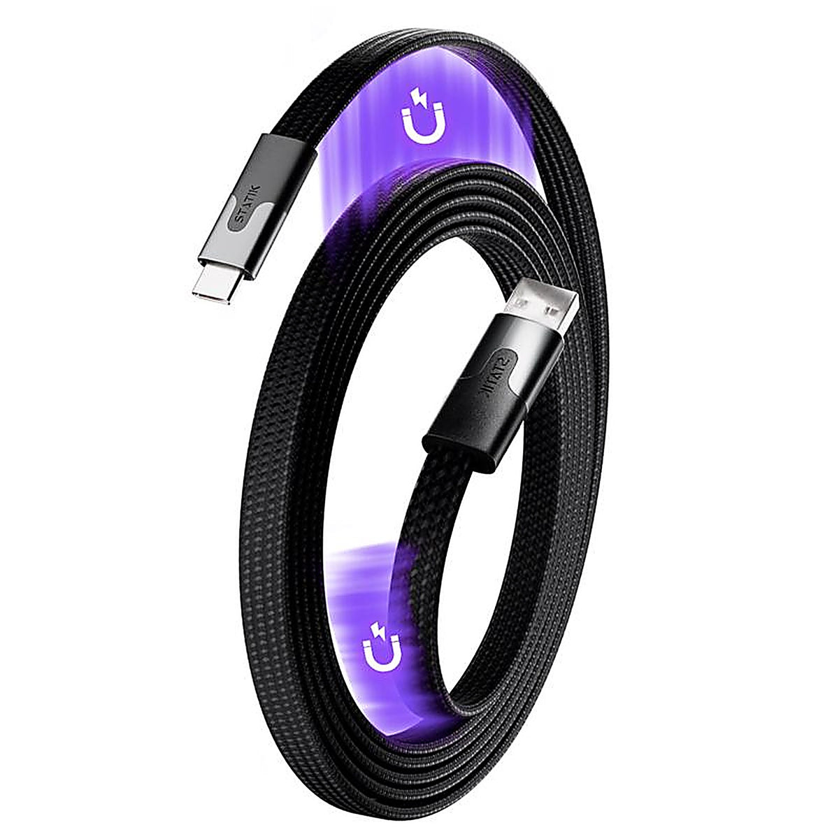 Statik - PUP-0494-6FT-AC - Magstack Slim USB-A to USB-C Cable 6.6 Ft. Black