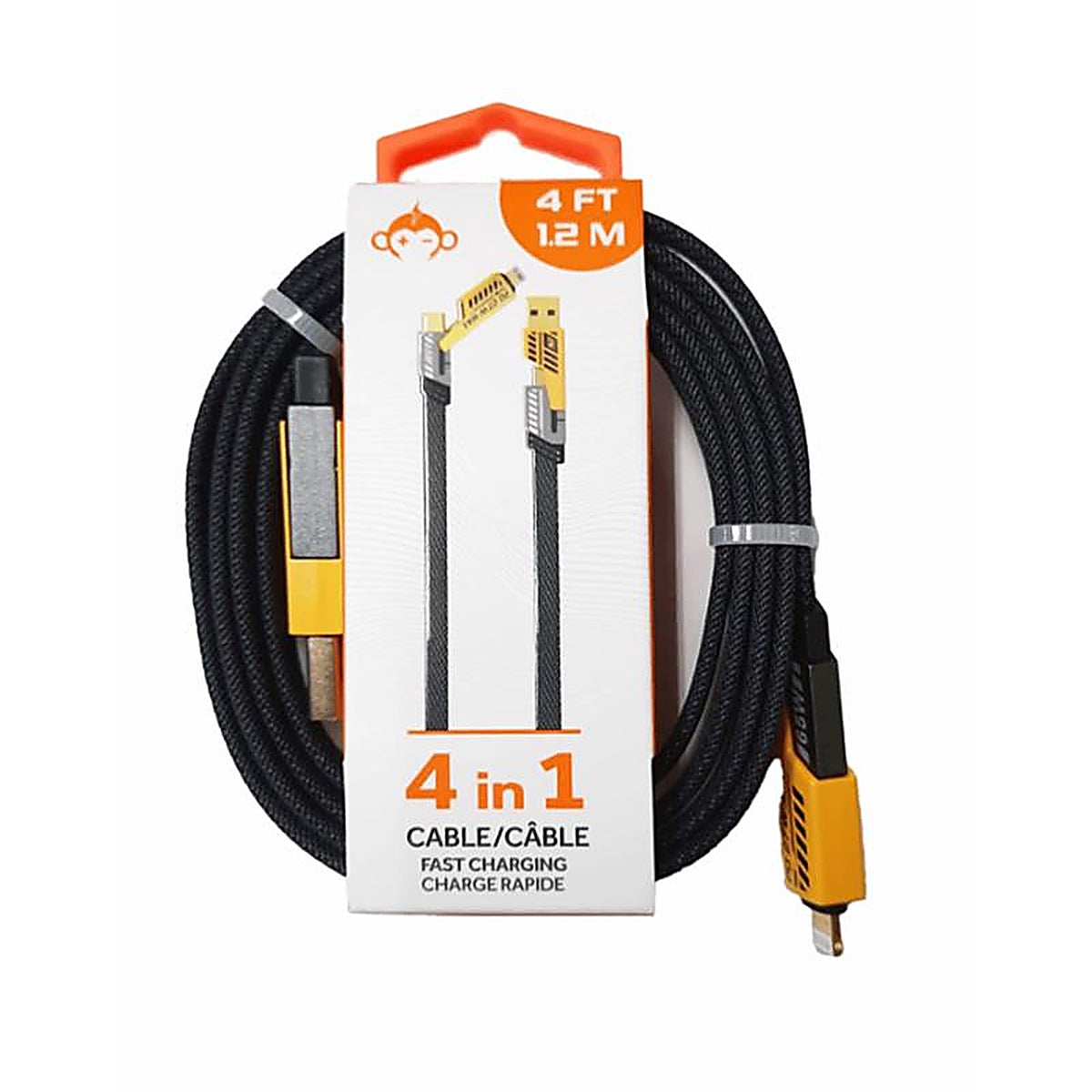 Monkeyz - MZ6692HT - 4Ft. 4-In-1 Cable Cell Phone Charger