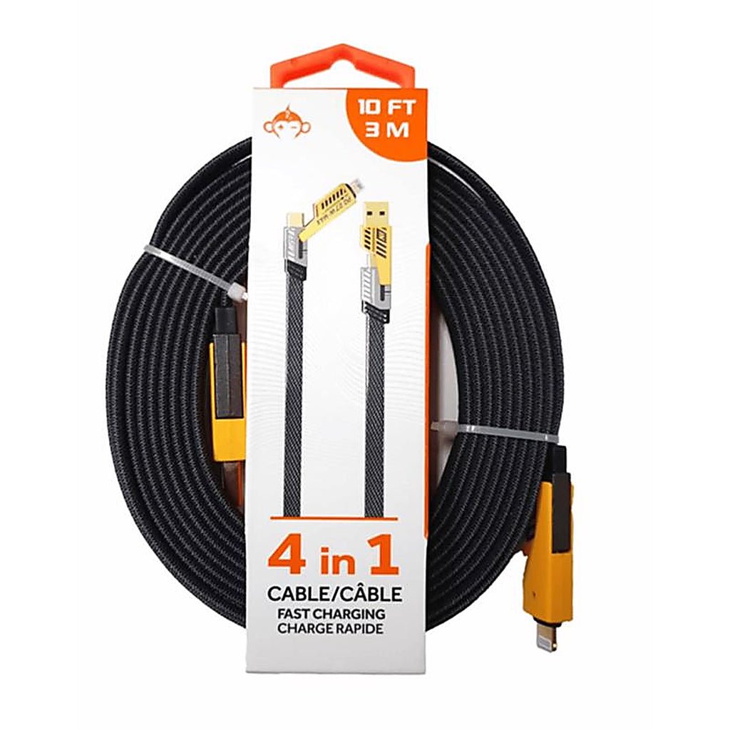Monkeyz - MZ6694 - 10Ft. 4-In-1 Cable Charging Cable